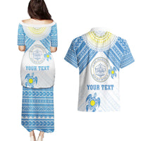 Personalised Palau Constitution Day Couples Matching Puletasi and Hawaiian Shirt Polynesian Turtle LT05 - Polynesian Pride