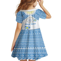 Personalised Palau Constitution Day Family Matching Long Sleeve Bodycon Dress and Hawaiian Shirt Polynesian Turtle