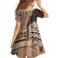 Samoa Siapo Elegant Family Matching Mermaid Dress and Hawaiian Shirt Hibiscus Chocolate Brown Motifs LT05 - Polynesian Pride
