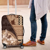 Samoa Siapo Elegant Luggage Cover Hibiscus Chocolate Brown Motifs - Polynesian Pride