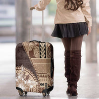 Samoa Siapo Elegant Luggage Cover Hibiscus Chocolate Brown Motifs - Polynesian Pride