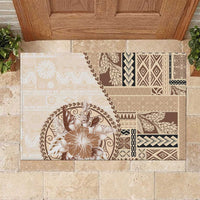 Samoa Siapo Elegant Rubber Doormat Hibiscus Beige Motifs - Polynesian Pride