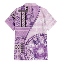 Samoa Siapo Elegant Family Matching Mermaid Dress and Hawaiian Shirt Hibiscus Violet Motifs LT05 - Polynesian Pride