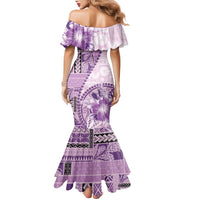 Samoa Siapo Elegant Family Matching Mermaid Dress and Hawaiian Shirt Hibiscus Violet Motifs LT05 - Polynesian Pride