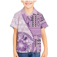 Samoa Siapo Elegant Family Matching Mermaid Dress and Hawaiian Shirt Hibiscus Violet Motifs LT05 Son's Shirt Violet - Polynesian Pride