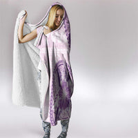 Samoa Siapo Elegant Hooded Blanket Hibiscus Violet Motifs - Polynesian Pride