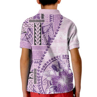 Samoa Siapo Elegant Kid Polo Shirt Hibiscus Violet Motifs - Polynesian Pride