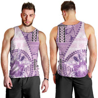 Samoa Siapo Elegant Men Tank Top Hibiscus Violet Motifs - Polynesian Pride