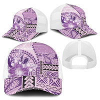 Samoa Siapo Elegant Mesh Trucker Cap Hibiscus Violet Motifs - Polynesian Pride