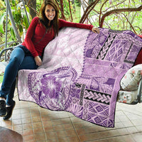 Samoa Siapo Elegant Quilt Hibiscus Violet Motifs - Polynesian Pride