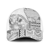 Samoa Siapo Elegant Baseball Net Cap Hibiscus White Motifs - Polynesian Pride