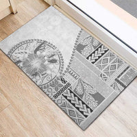 Samoa Siapo Elegant Rubber Doormat Hibiscus White Motifs - Polynesian Pride