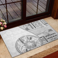 Samoa Siapo Elegant Rubber Doormat Hibiscus White Motifs - Polynesian Pride