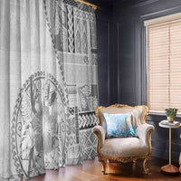 Samoa Siapo Elegant Window Curtain Hibiscus White Motifs - Polynesian Pride