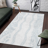 Samoa Lotu Tamaiti Area Rug Teuila With Tribal Motifs LT05 White - Polynesian Pride