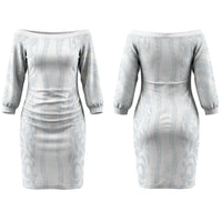 Samoa Lotu Tamaiti Couples Matching Off The Shoulder Long Sleeve Dress and Long Sleeve Button Shirt Teuila With Tribal Motifs LT05 - Polynesian Pride