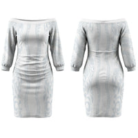 Samoa Lotu Tamaiti Family Matching Off The Shoulder Long Sleeve Dress and Hawaiian Shirt Teuila With Tribal Motifs LT05 Mom's Dress White - Polynesian Pride