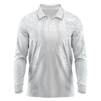 Samoa Lotu Tamaiti Long Sleeve Polo Shirt Teuila With Tribal Motifs LT05 White - Polynesian Pride