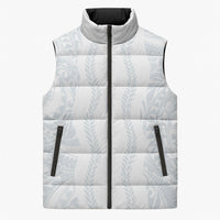 Samoa Lotu Tamaiti Sleeveless Puffer Jacket Teuila With Tribal Motifs LT05 Unisex White - Polynesian Pride