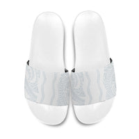 Samoa Lotu Tamaiti Slide Sandals Teuila With Tribal Motifs LT05 White - Polynesian Pride