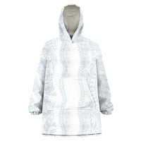 Samoa Lotu Tamaiti Wearable Blanket Hoodie Teuila With Tribal Motifs LT05 One Size White - Polynesian Pride