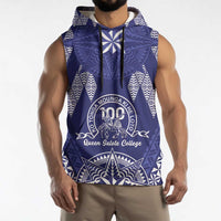 Personalised Queen Salote College Centenary Sleeveless Hoodie Tongan Kupesi Pattern - Polynesian Pride