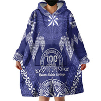 Personalised Queen Salote College Centenary Wearable Blanket Hoodie Tongan Kupesi Pattern LT05 - Polynesian Pride