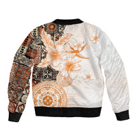 Fiji Bomber Jacket Masi Tapa Pattern Brown LT05 - Polynesian Pride