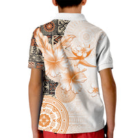 Fiji Kid Polo Shirt Masi Tapa Pattern Brown LT05 - Polynesian Pride