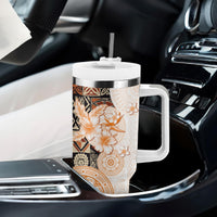 Fiji Tumbler With Handle Masi Tapa Pattern Brown