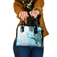 Fiji Shoulder Handbag Masi Tapa Pattern Blue LT05 One Size Blue - Polynesian Pride