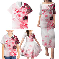 Fiji Family Matching Puletasi Dress and Hawaiian Shirt Masi Tapa Pattern Red LT05 - Polynesian Pride