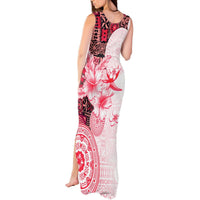 Fiji Tank Maxi Dress Masi Tapa Pattern Red LT05 - Polynesian Pride