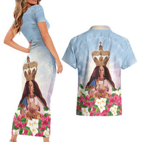 Guam Patroness Couples Matching Short Sleeve Bodycon Dress and Hawaiian Shirt The Legend Santa Marian Kamalen LT05 - Polynesian Pride