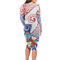 Happy Guam Santa Marian Kamalen Day Family Matching Long Sleeve Bodycon Dress and Hawaiian Shirt