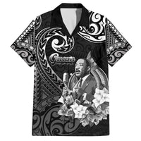 Guam MLK Day Family Matching Off The Shoulder Long Sleeve Dress and Hawaiian Shirt The Legacy Of MLK LT05 Dad's Shirt - Short Sleeve Black - Polynesian Pride