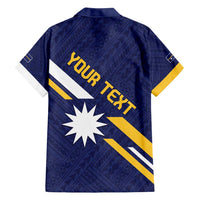 Personalised Happy Nauru Independence Day Family Matching Long Sleeve Bodycon Dress and Hawaiian Shirt Polynesian Pattern