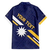 Personalised Happy Nauru Independence Day Family Matching Off The Shoulder Long Sleeve Dress and Hawaiian Shirt Polynesian Pattern