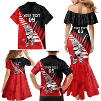 Custom New Zealand Canterbury Cricket Family Matching Mermaid Dress and Hawaiian Shirt With Maori Pattern LT05 - Polynesian Pride
