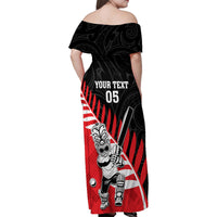 Custom New Zealand Canterbury Cricket Family Matching Off Shoulder Maxi Dress and Hawaiian Shirt With Maori Pattern LT05 - Polynesian Pride