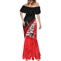 Custom New Zealand Canterbury Cricket Mermaid Dress With Maori Pattern LT05 - Polynesian Pride
