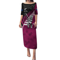 Custom New Zealand Northern Districts Cricket Family Matching Puletasi and Hawaiian Shirt With Maori Pattern