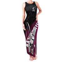 Custom New Zealand Northern Districts Cricket Family Matching Tank Maxi Dress and Hawaiian Shirt With Maori Pattern LT05 Mom's Dress Maroon - Polynesian Pride