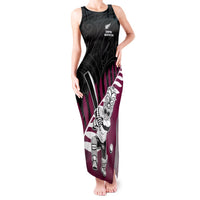 Custom New Zealand Northern Districts Cricket Tank Maxi Dress With Maori Pattern LT05 Women Maroon - Polynesian Pride