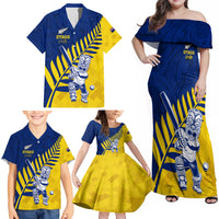 Custom New Zealand Otago Cricket Family Matching Off Shoulder Maxi Dress and Hawaiian Shirt With Maori Pattern LT05 - Polynesian Pride