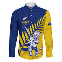 Custom New Zealand Otago Cricket Family Matching Summer Maxi Dress and Hawaiian Shirt With Maori Pattern LT05 Dad's Shirt - Long Sleeve Yellow - Polynesian Pride