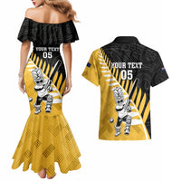 Custom New Zealand Wellington Cricket Couples Matching Mermaid Dress and Hawaiian Shirt With Maori Pattern LT05 - Polynesian Pride