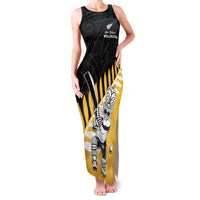 Custom New Zealand Wellington Cricket Family Matching Tank Maxi Dress and Hawaiian Shirt With Maori Pattern LT05 Mom's Dress Yellow - Polynesian Pride