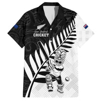Custom New Zealand Cricket Family Matching Short Sleeve Bodycon Dress and Hawaiian Shirt With Maori Pattern LT05 Dad's Shirt - Short Sleeve Black - Polynesian Pride