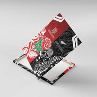 New Zealand And England Rugby Canvas Wall Art Maori Tiki With Red Rose Together